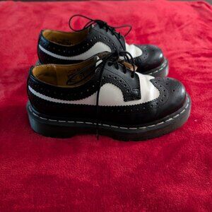 Dr. Martens Black and White Wing Tips with Chunky Sole